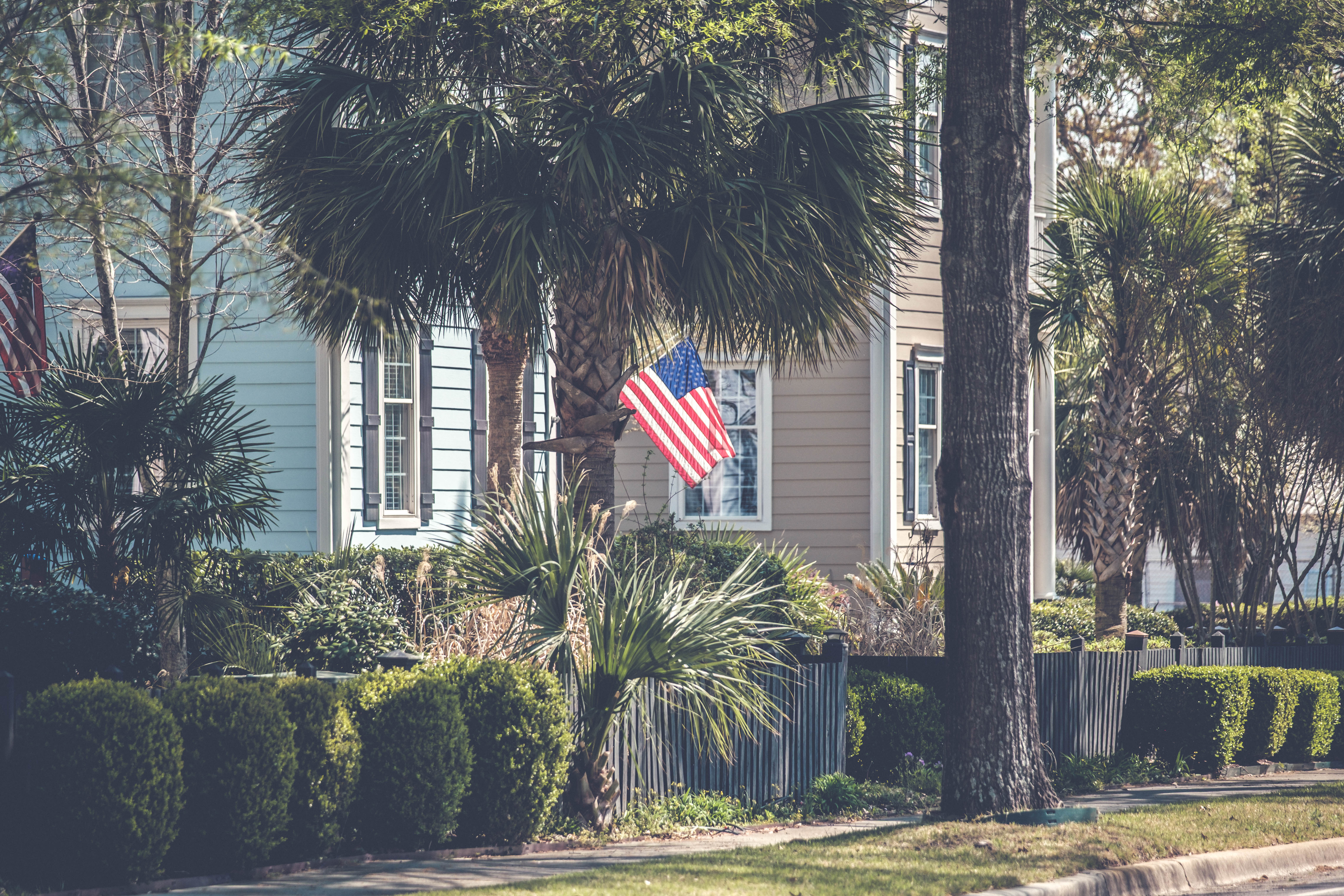 Charleston Row homes near The Backyard Aiken at the corner of Park Ave and Horry St in historic Downtown Aiken