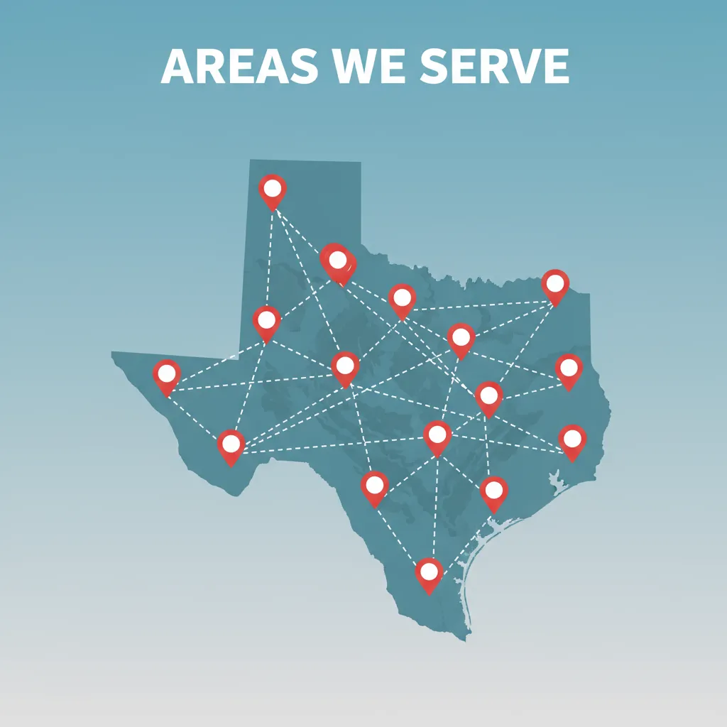 Areas we serve across Texas — Palestine, Jacksonville, Dallas, Tyler, Austin, Houston, and more.