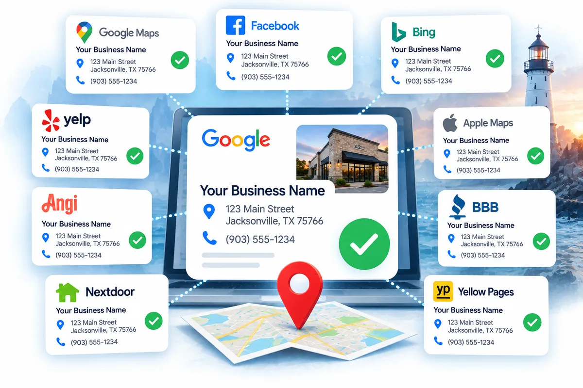 Consistent business name, address, and phone number across major online directories