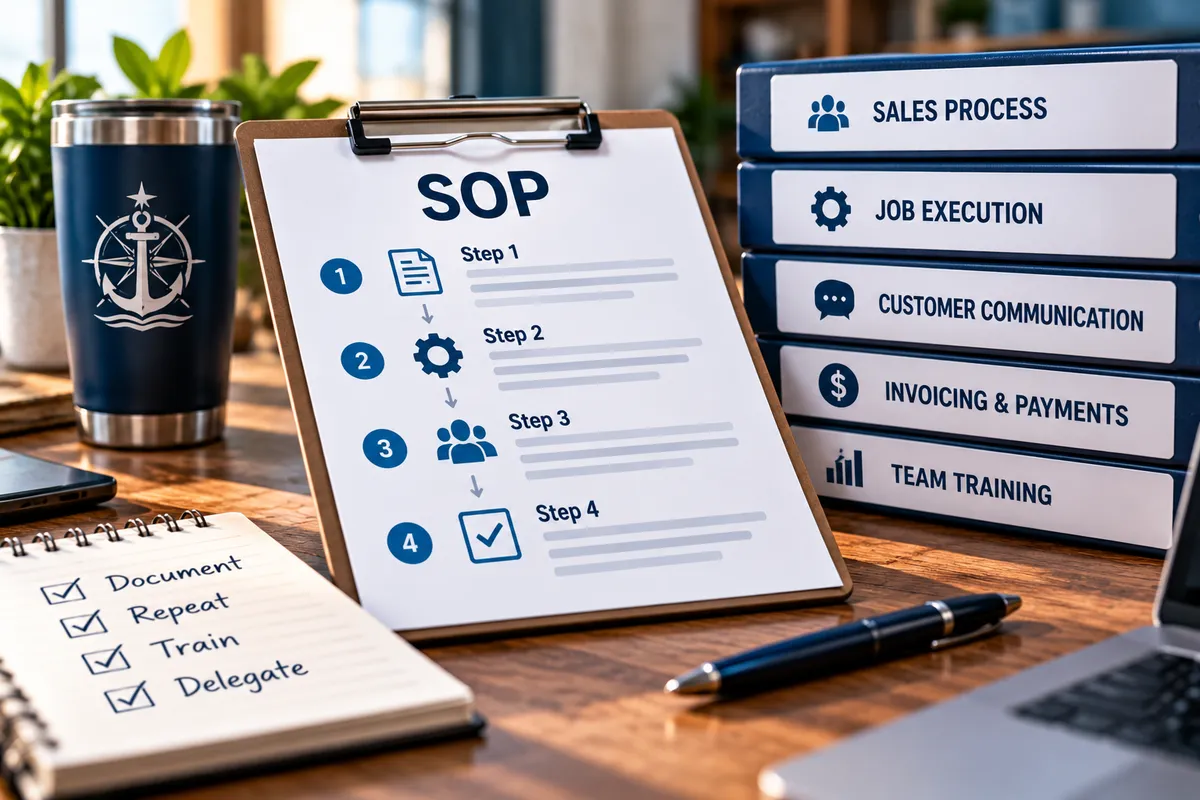 Documented standard operating procedures for repeatable small business tasks and team processes