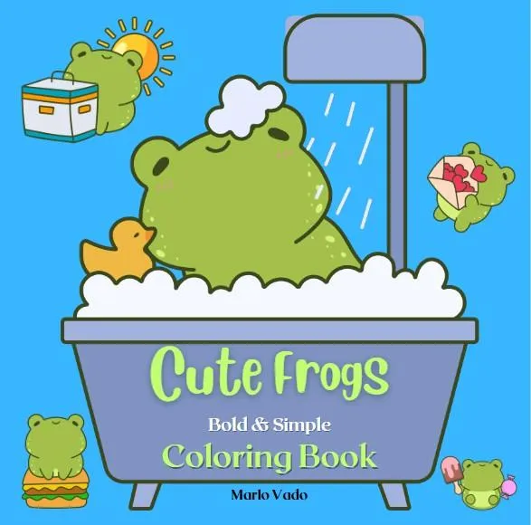 Cute Frogs Bold & Simple Coloring Book
