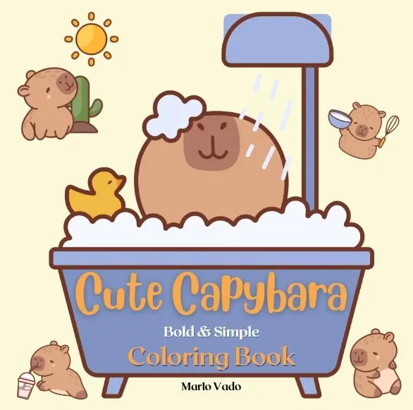 Cute Capybara Bold & Simple Coloring Book