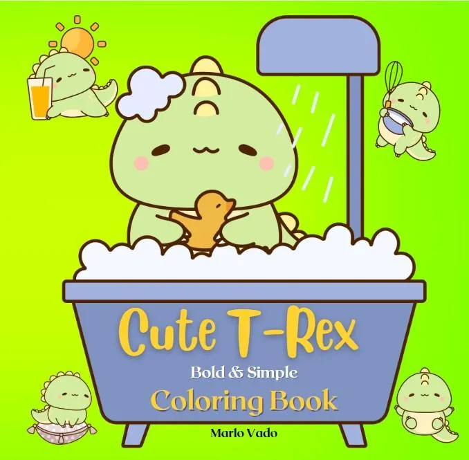 Cute T-Rex Bold & Simple Coloring Book