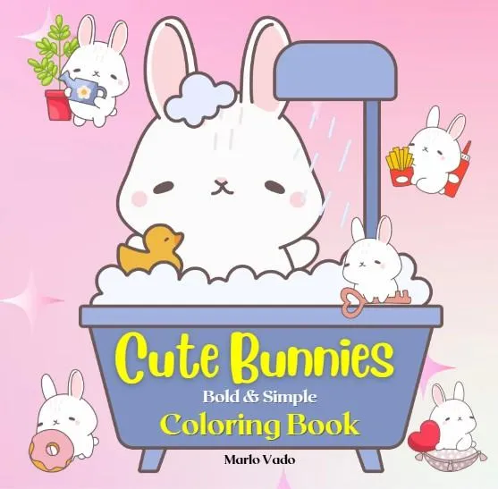 Cute Bunnies Bold & Simple Coloring Book