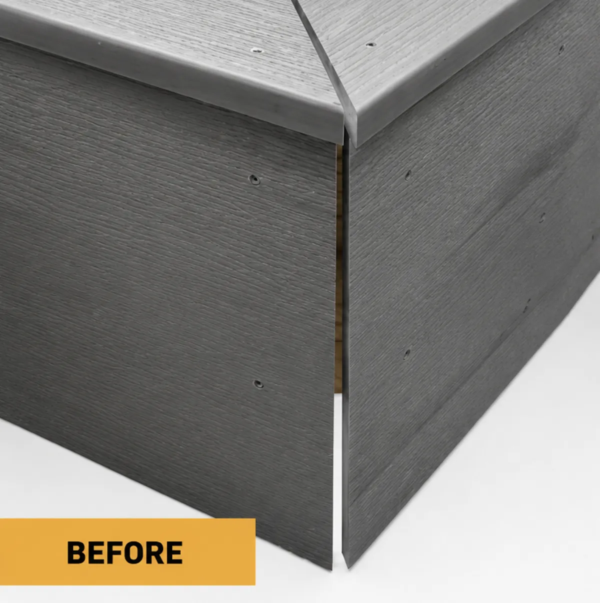 Before deck contraction gaps with raw edges