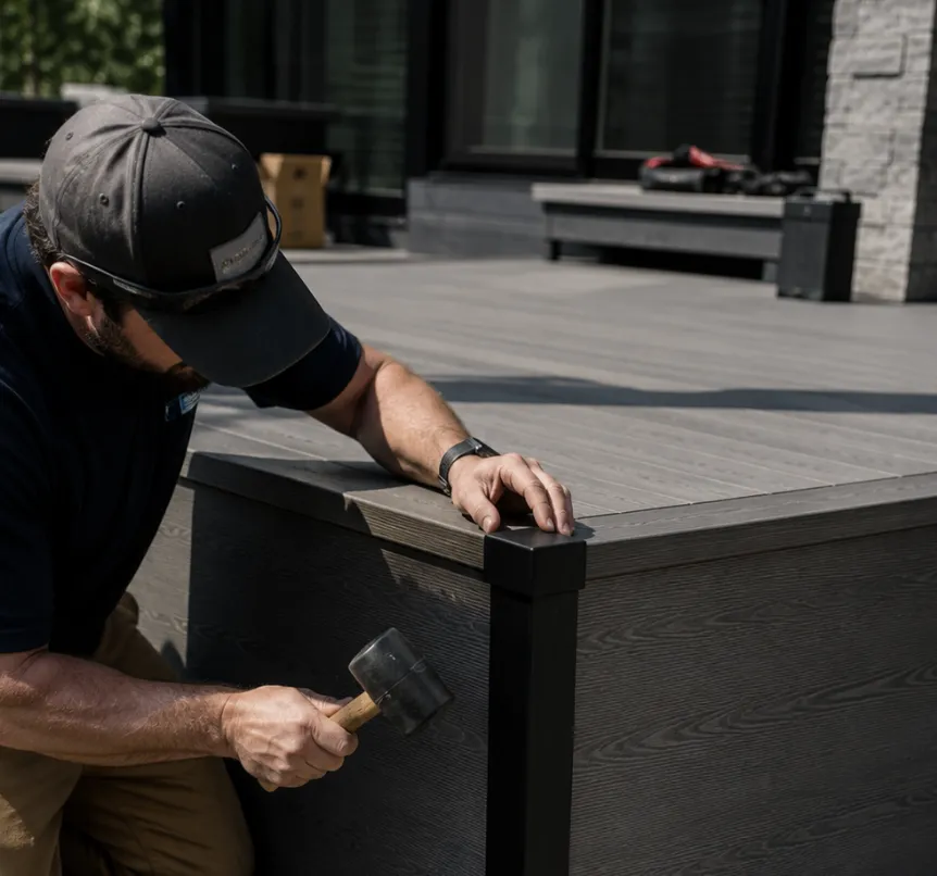 Professional contractor installing GapCap on site