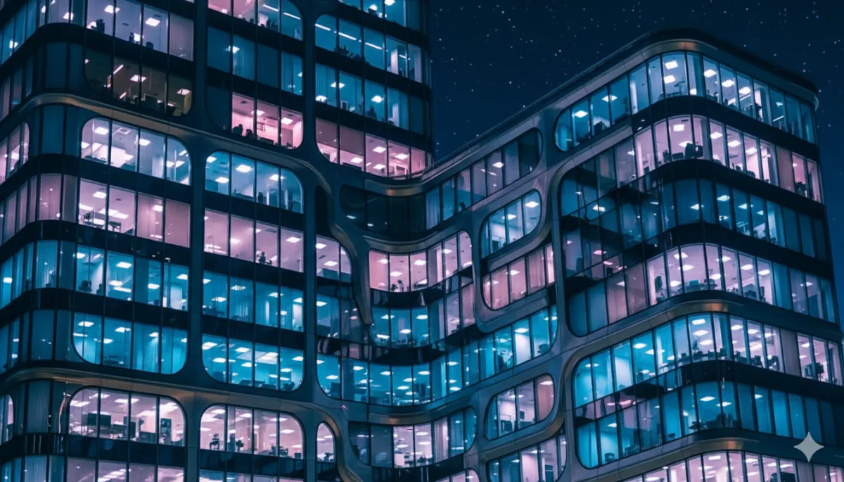 architectural photography of building with people in it during nighttime