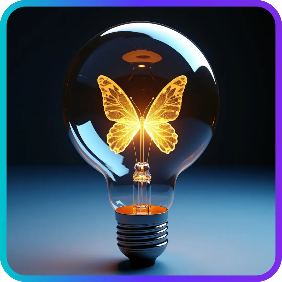 Butterfly inside an illuminated lightbulb