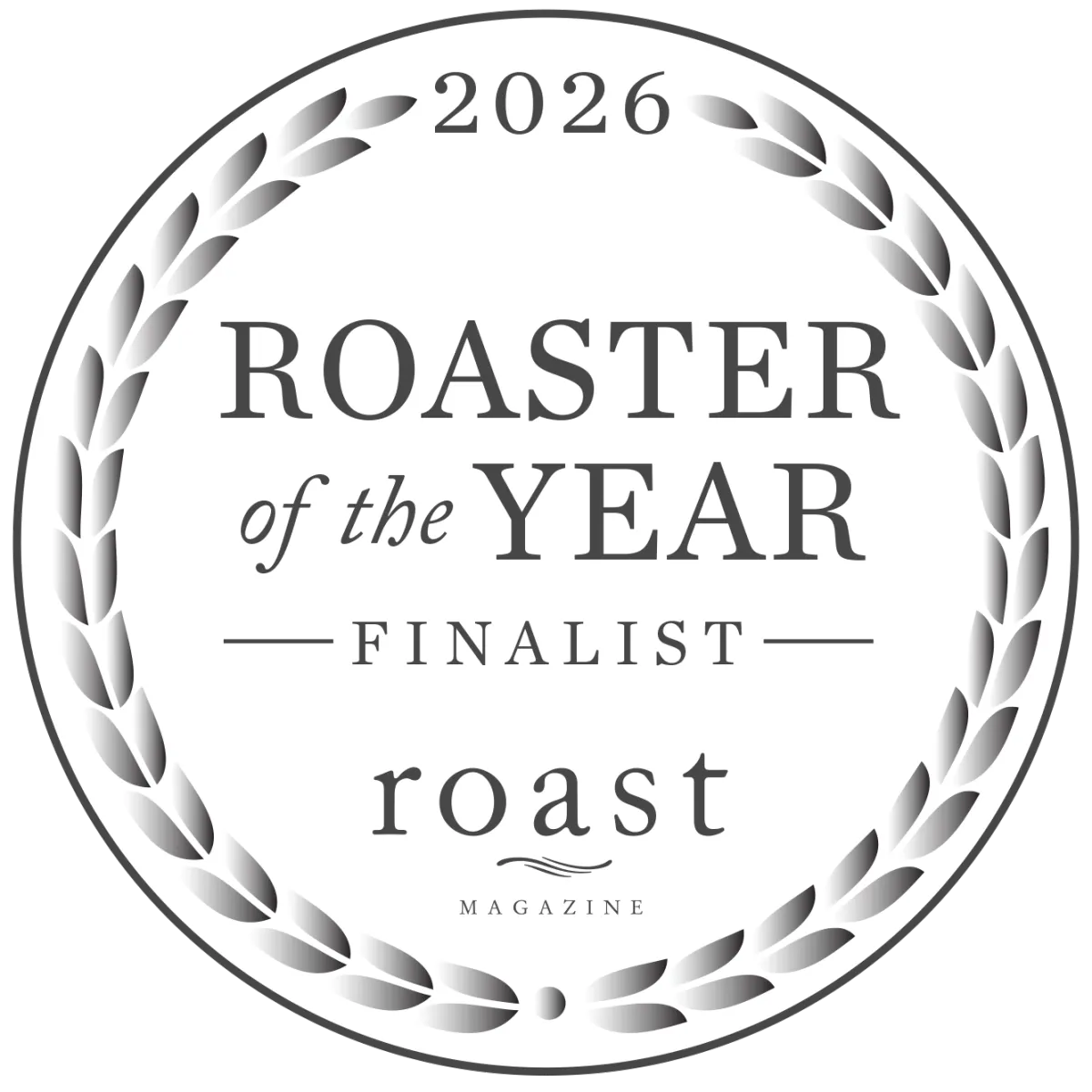 Roast Magazine Roaster of the Year finalist badge for Corvus Coffee Roasters