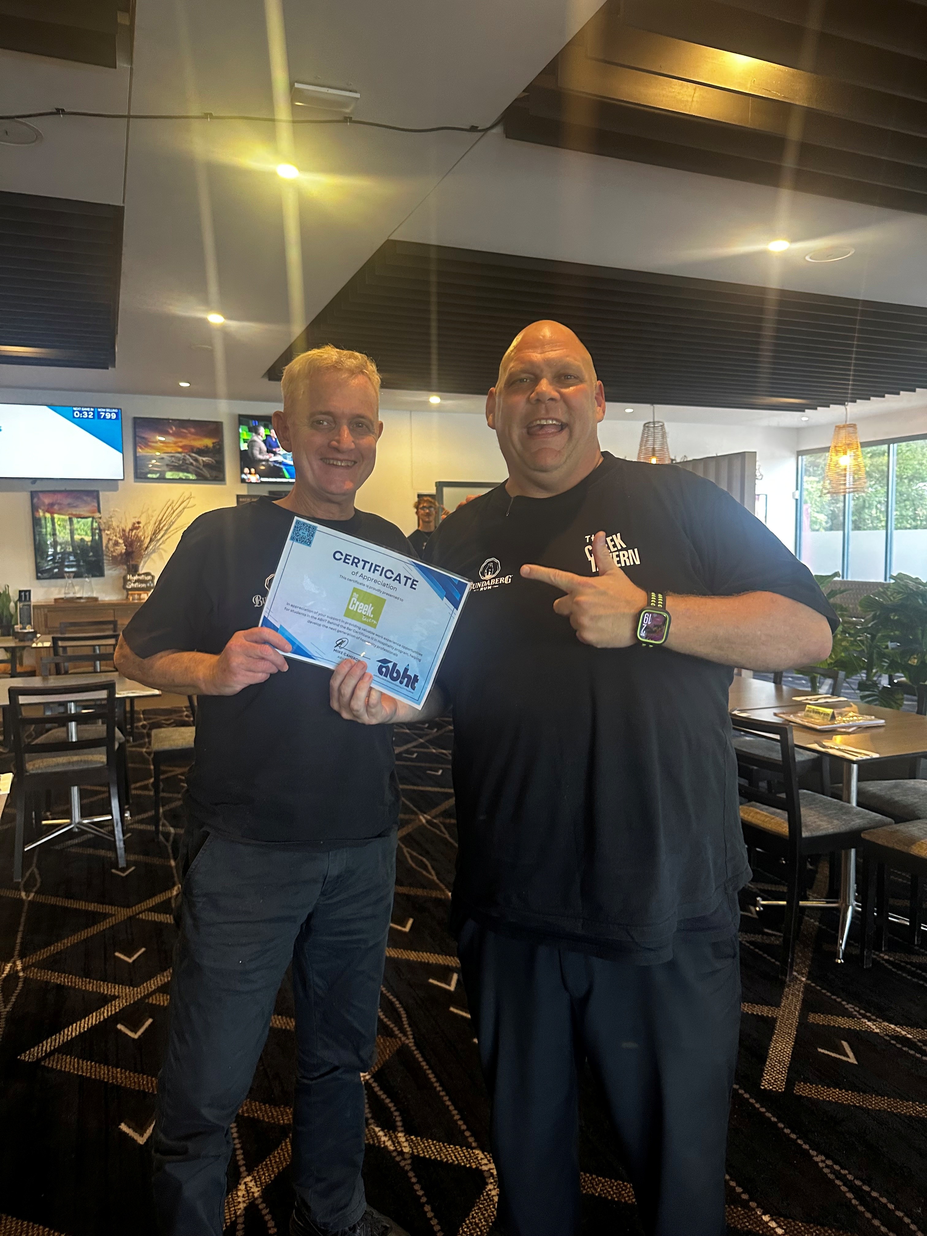 Kevin with Venue Manager Damien Strong at The Creek Tavern