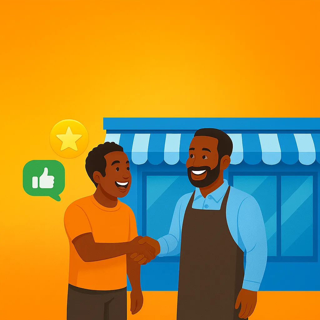 A friendly customer support representative speaking on the phone in a cozy, plant-filled workspace, with a laptop open and a notepad nearby. The environment is welcoming, emphasizing approachability and attentive service for local clients.