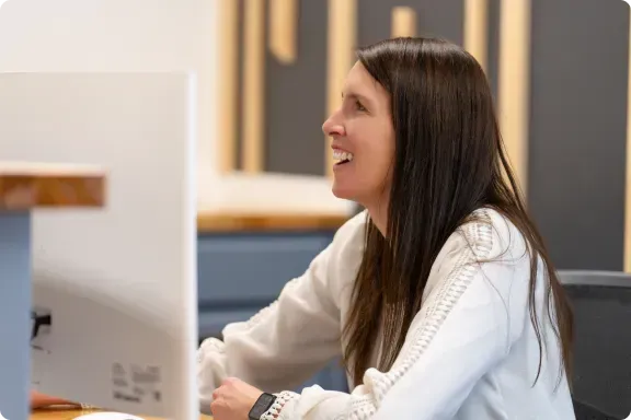 speech therapy evaluation with computer screen