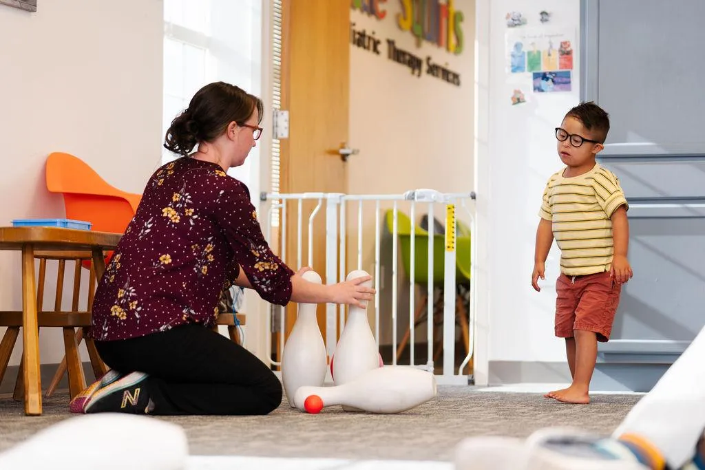 speech therapy evaluation with computer screen