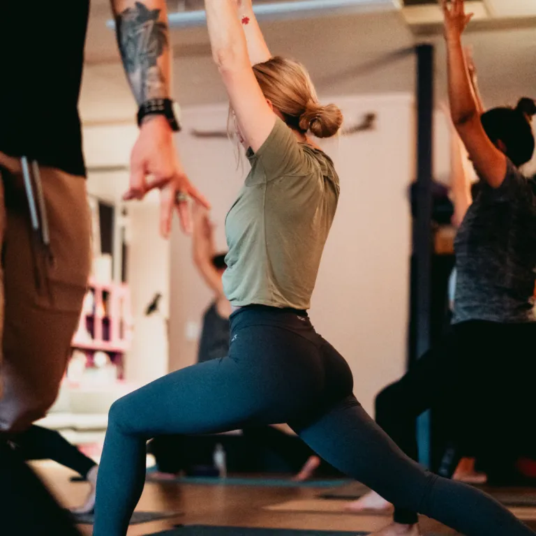 Person practising a hip opening yoga pose to relieve tight hips and hip flexor tension