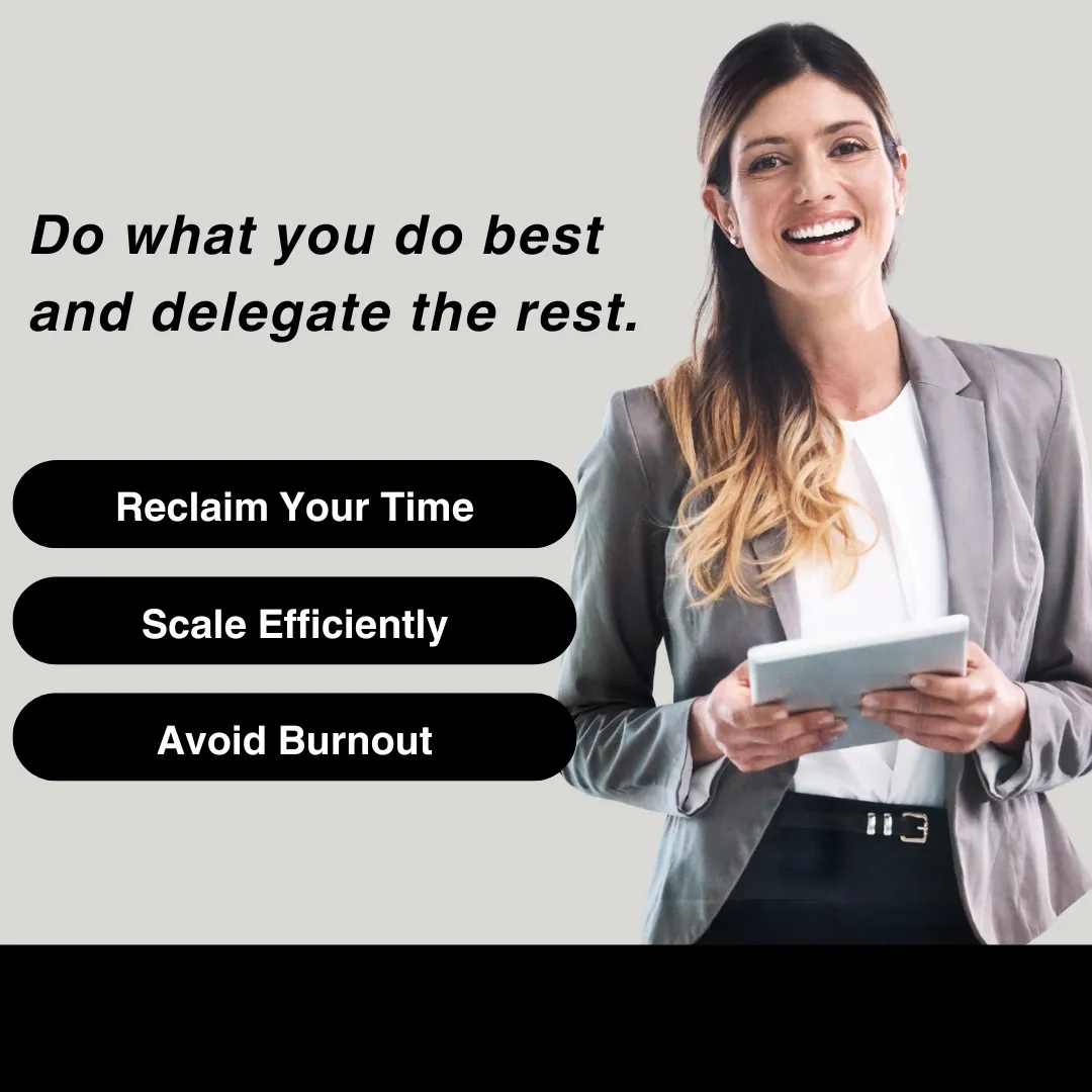 A confident small business owner, mid-30s, standing in a modern workspace, reviewing training materials on a digital tablet, with a subtle blue gradient background and soft lighting, conveying empowerment and focus.