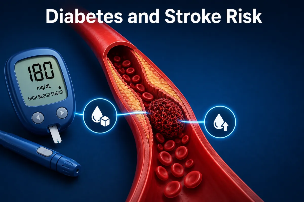 Diabetes can significantly increase the risk of stroke because persistently high blood sugar can damage blood vessels 