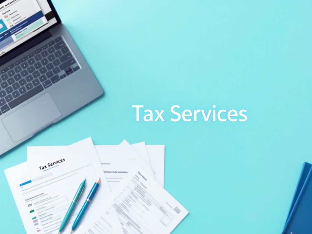 Professional tax preparation and consultation services featuring tax forms, calculator, and computer, highlighting Justice Accounting's expert tax solutions in Melbourne