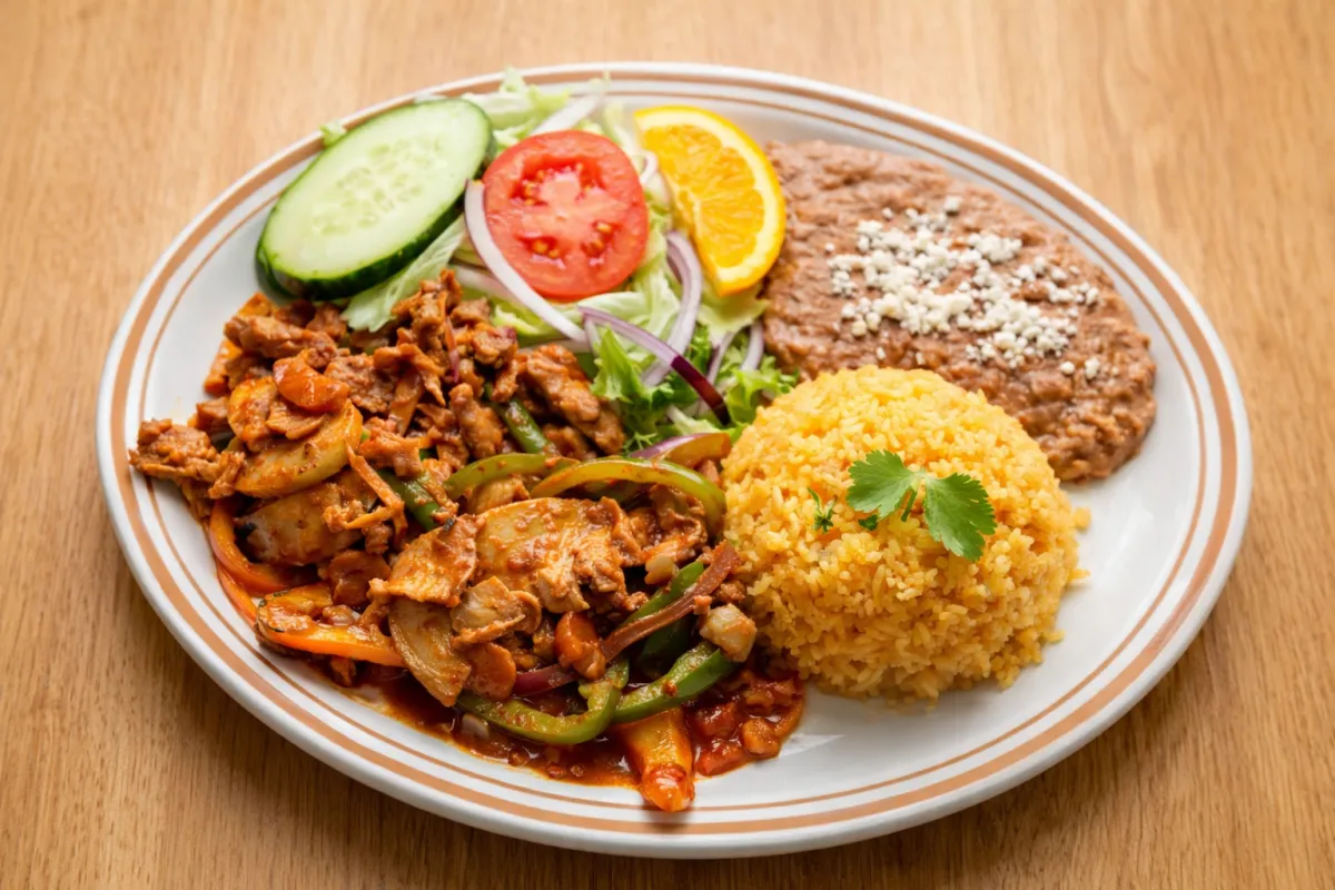 Enchiladas with rice and beans at Tacos Colima.
