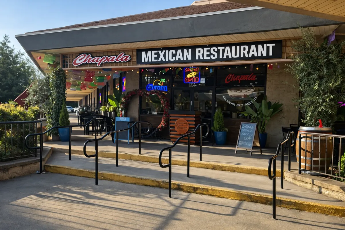 Colorful Mexican dishes from Tacos Colima on a rustic table.