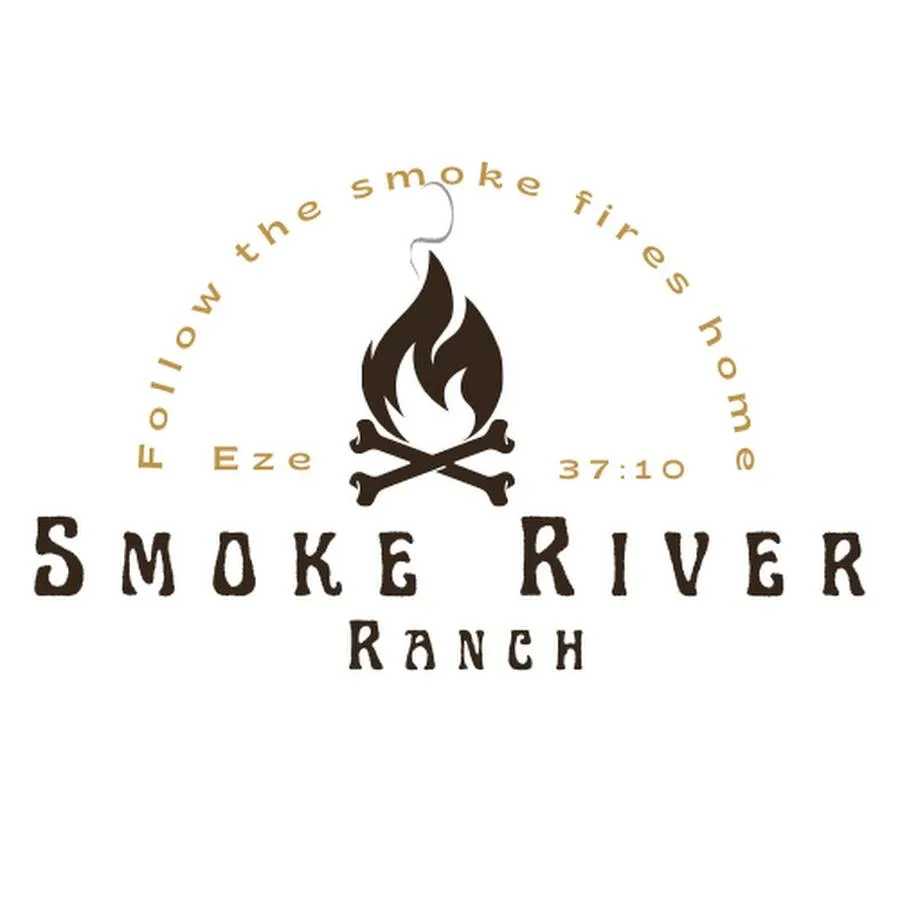Smoke River Ranch logo featuring campfire and Ezekiel 37:10 reference – regenerative cattle ranch in northeast Oklahoma focused on soil health and ecological restoration