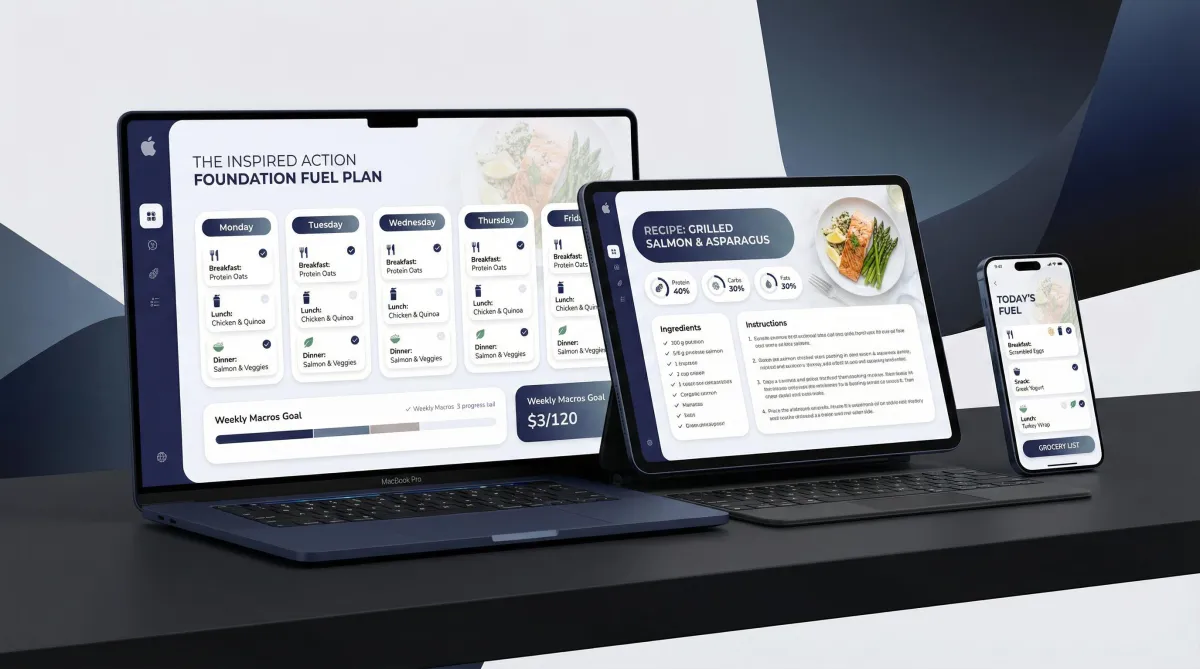 Isaiah Austin, African American male fitness coach, standing confidently in athletic wear, gym background, indigo and black color accents, 3:2 aspect ratio