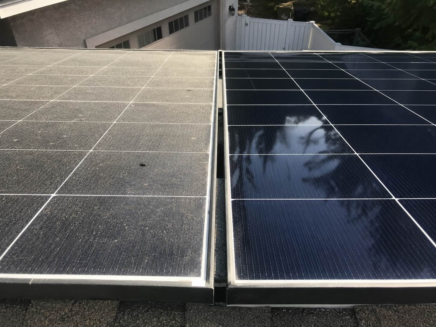 Solar Panel Professional Cleaning Before & After photo, Santa Rosa CA, Sonoma County - SV Exterior Home Cleaning