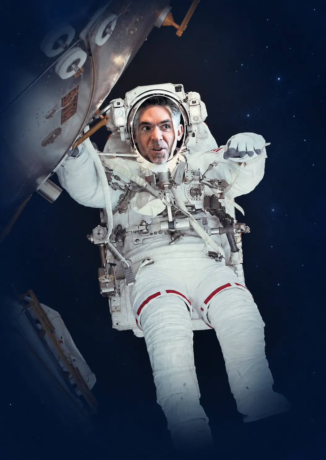 Bryan Clark, MA appearing as an astronaut floating in space