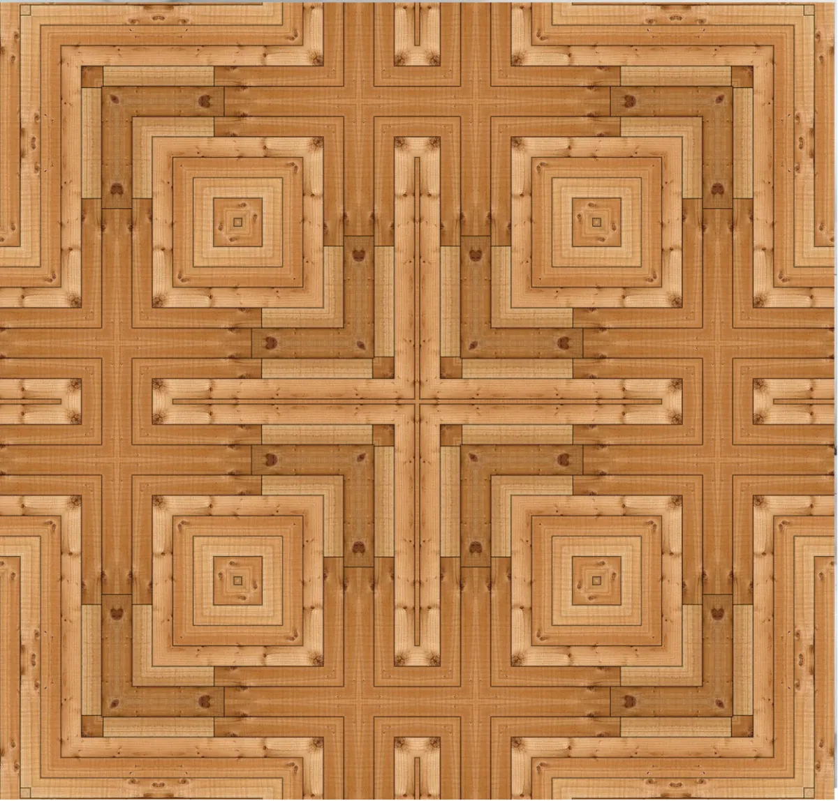 Custom geometric hardwood flooring design