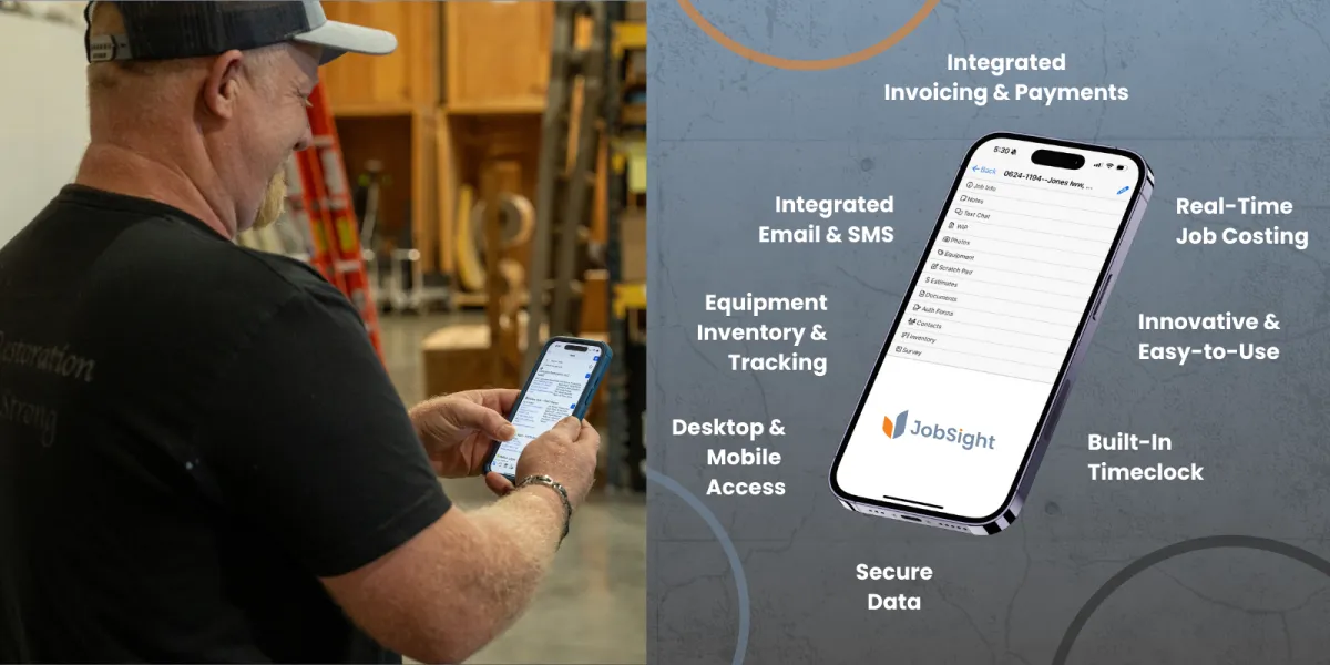 JobSight handles every aspect of the job, all in one place. Referral tracking to Integrated invoices & payments to satisfaction surveys.