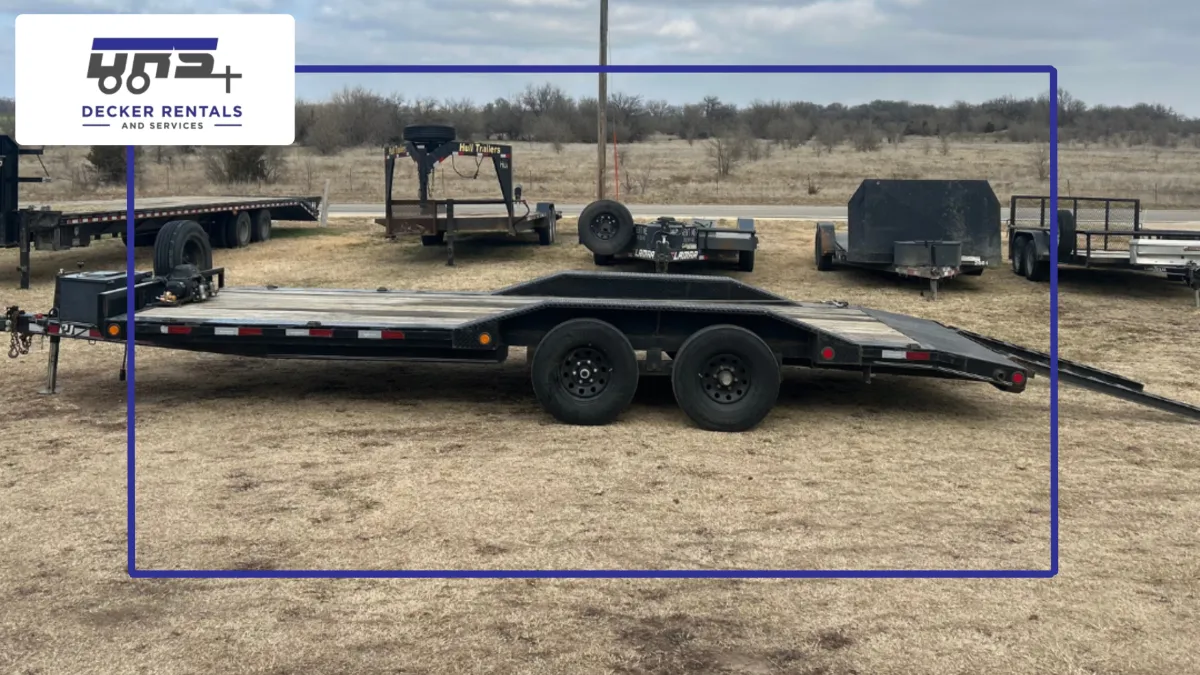 Car hauler trailer for classic and collector vehicle transport rental at Decker Rentals and Service in Wichita, Kansas