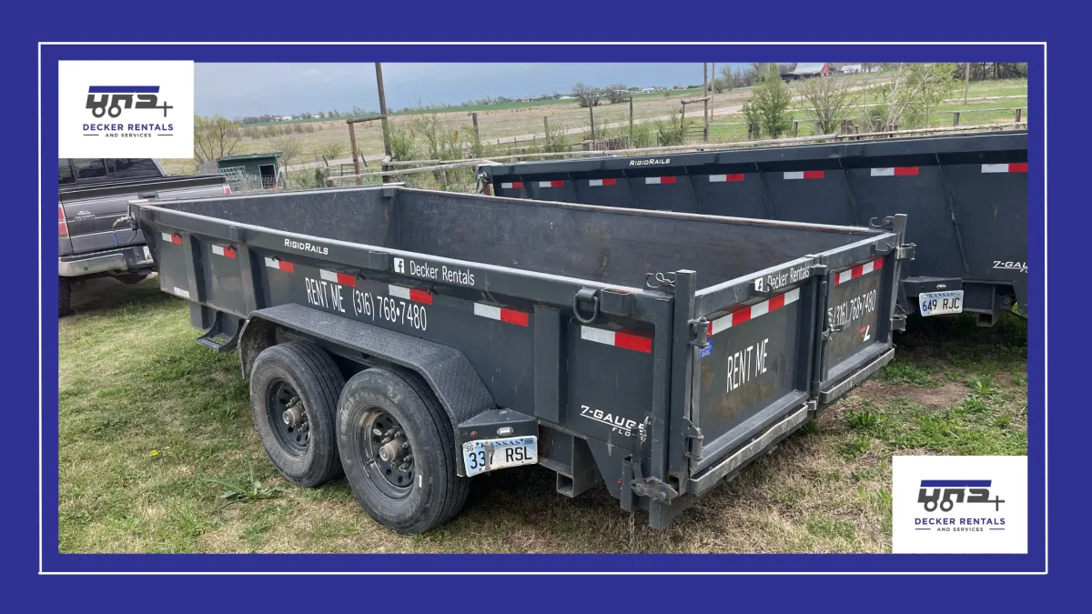 Dump trailer for summer yard and property cleanup rental at Decker Rentals and Service in Wichita, Kansas