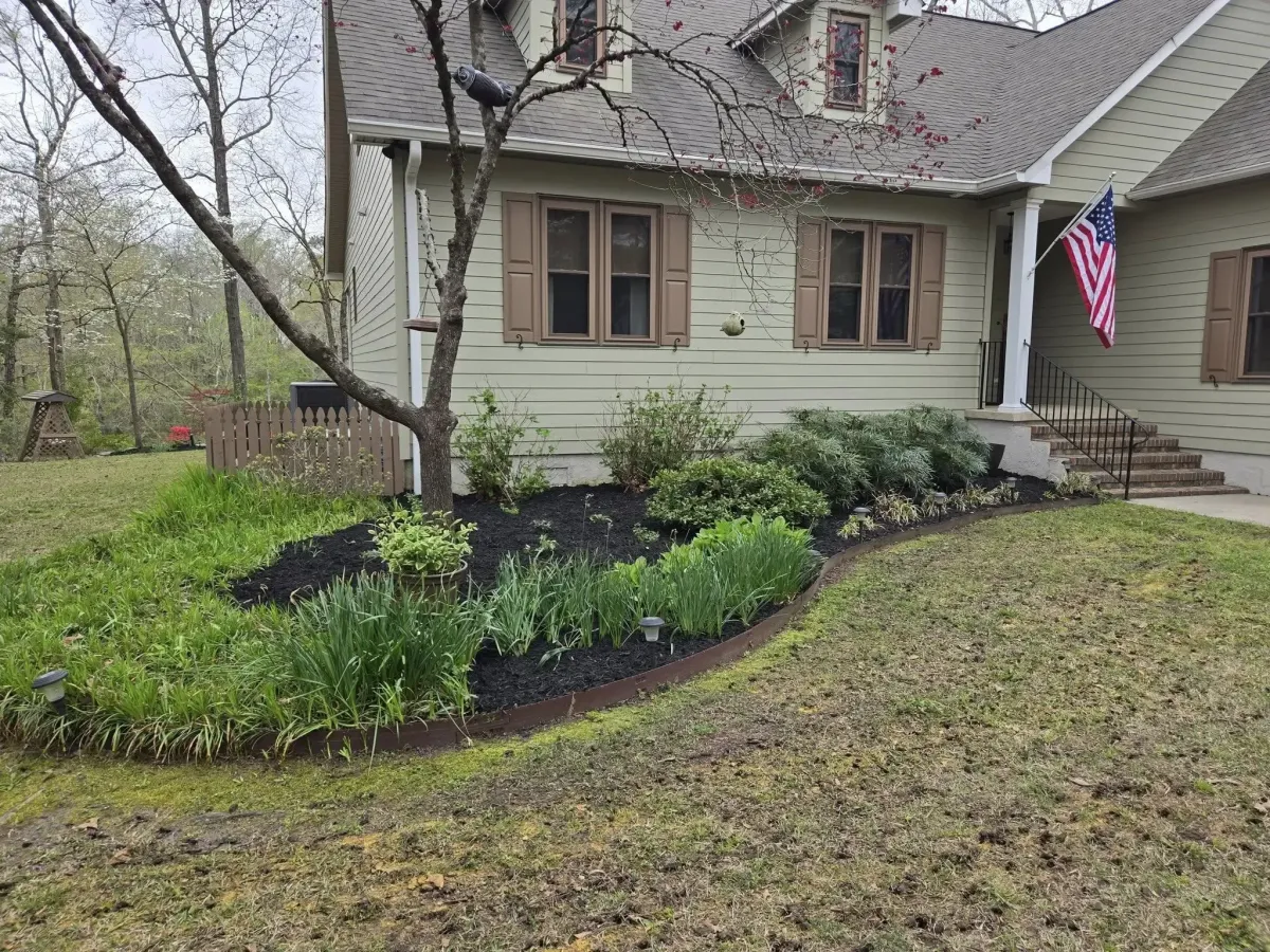 Fresh mulch garden bed
