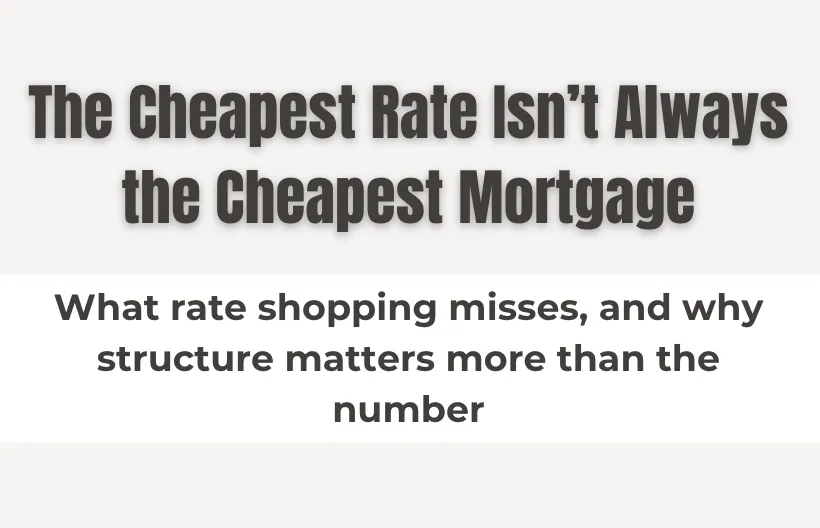 Mortgage refinance blog graphic titled “Why Rate Shopping Can Quietly Cost You More Money” featuring mortgage broker Jasmine Srnicek