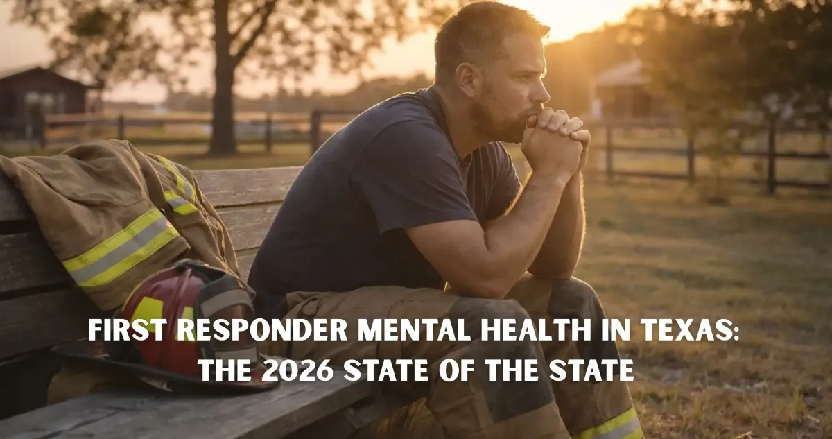 Texas firefighter participating in a mental health recovery retreat at Guardian Grounds Ranch in 2026