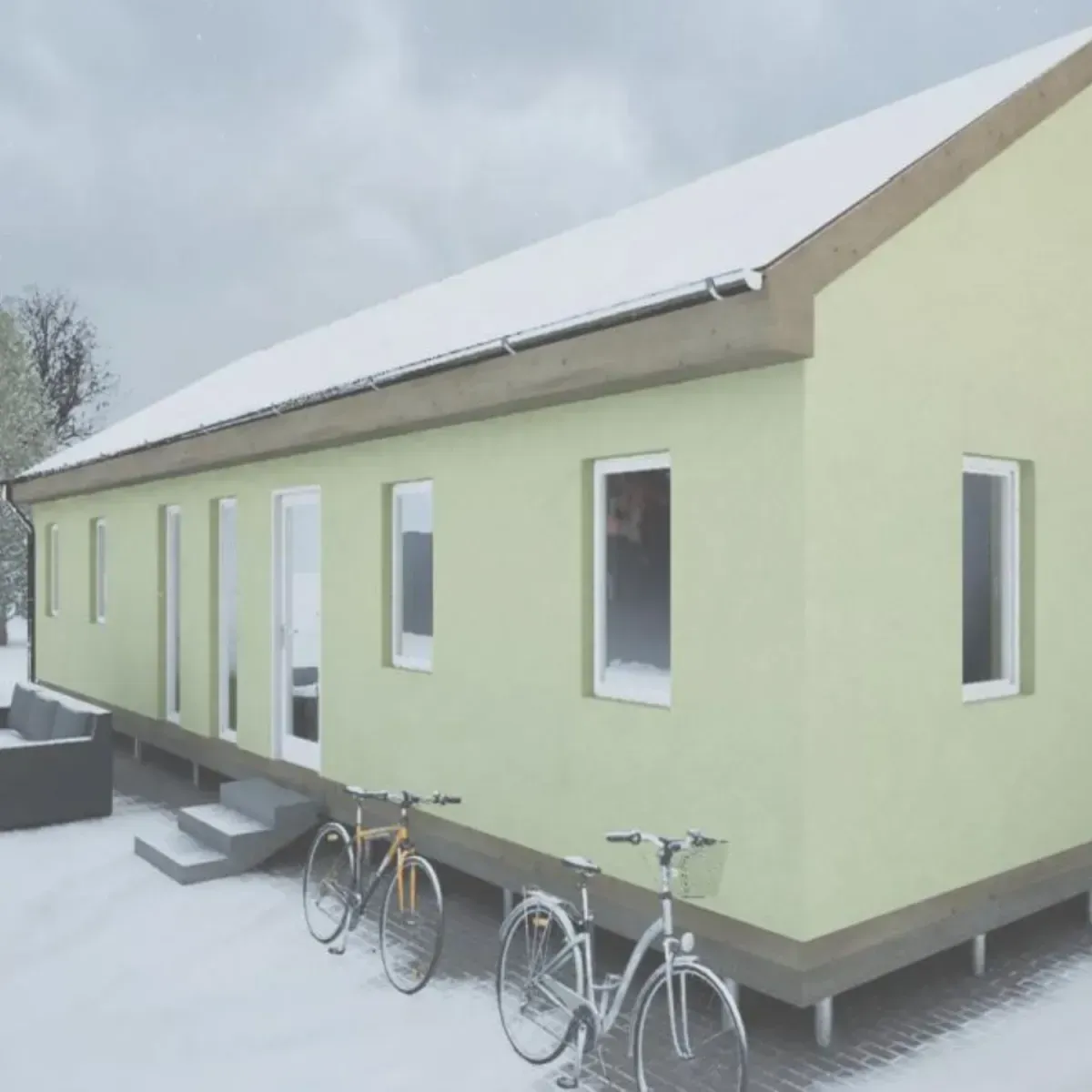 100 m2 könnyűszerkezetes családi ház tágas elrendezéssel