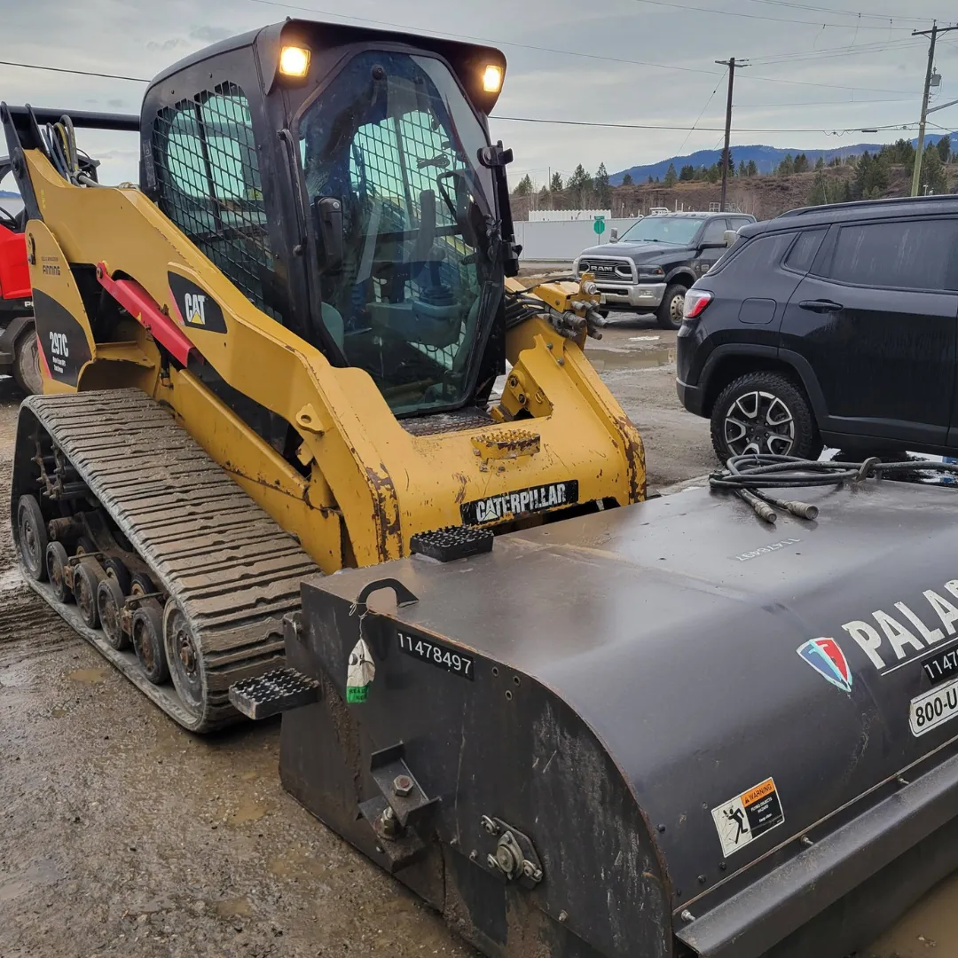 Skid steer rotary pickup broom attachment for professional commercial property sweeping and cleaning