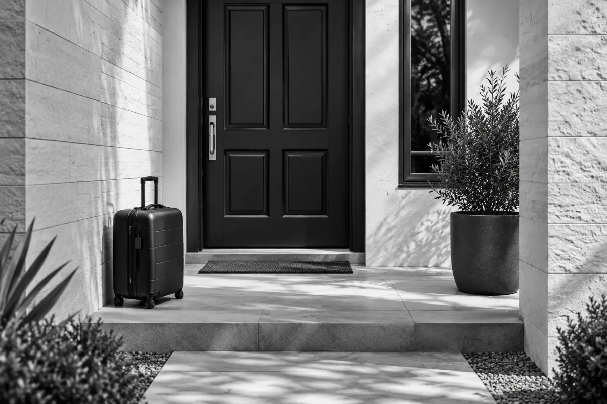 Modern Entryway with Suitcase and Plant
