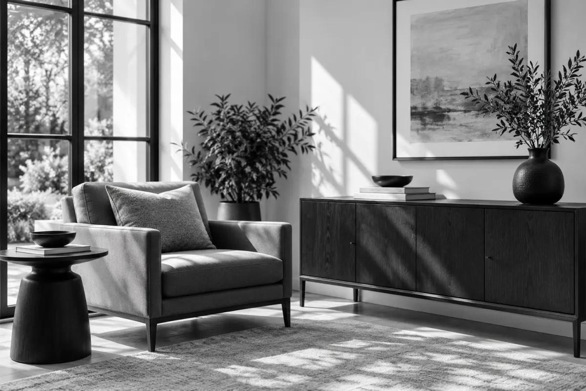 Modern Entryway with Suitcase and Plant