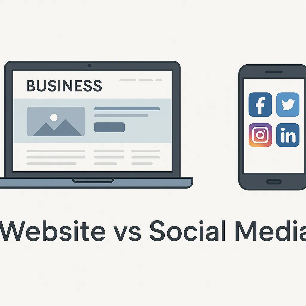 Website and social media comparison showing how businesses turn online attention into customer leads.