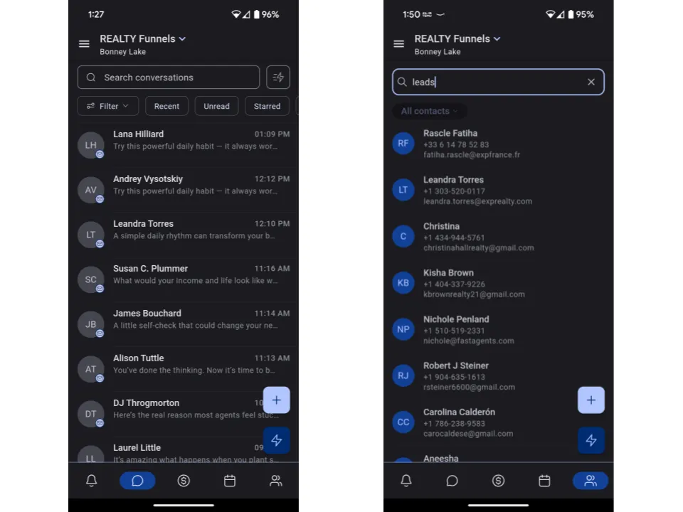 REALTY Funnels CRM mobile app for residential real estate agents