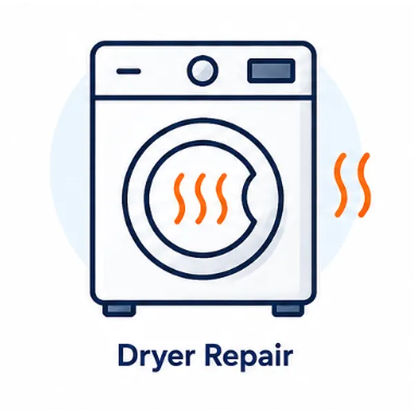 Dryer repair technician diagnosing electric and gas dryer problems