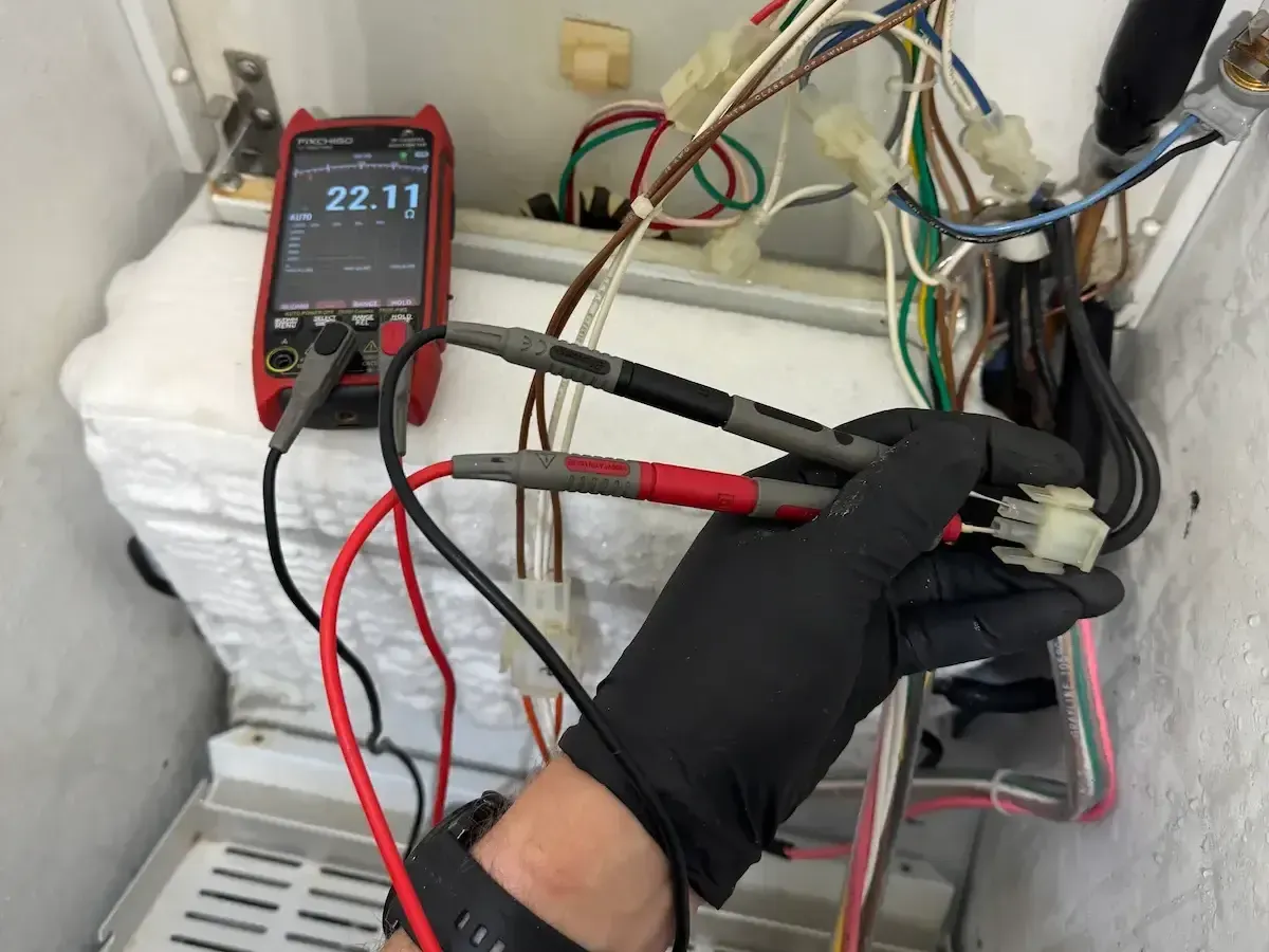 Refrigerator defrost system repair with evaporator ice buildup in Napa California