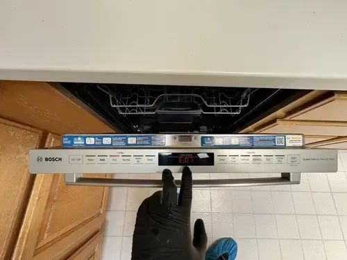 Bosch dishwasher E07 error diagnosis and repair completed in Elk Grove, California