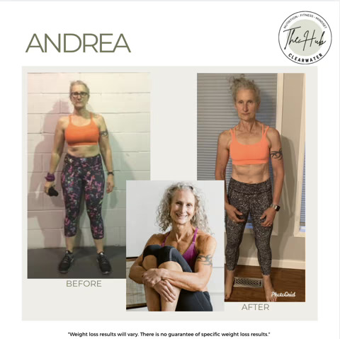 Andrea menopause 12-week body transformation before and after Clearwater