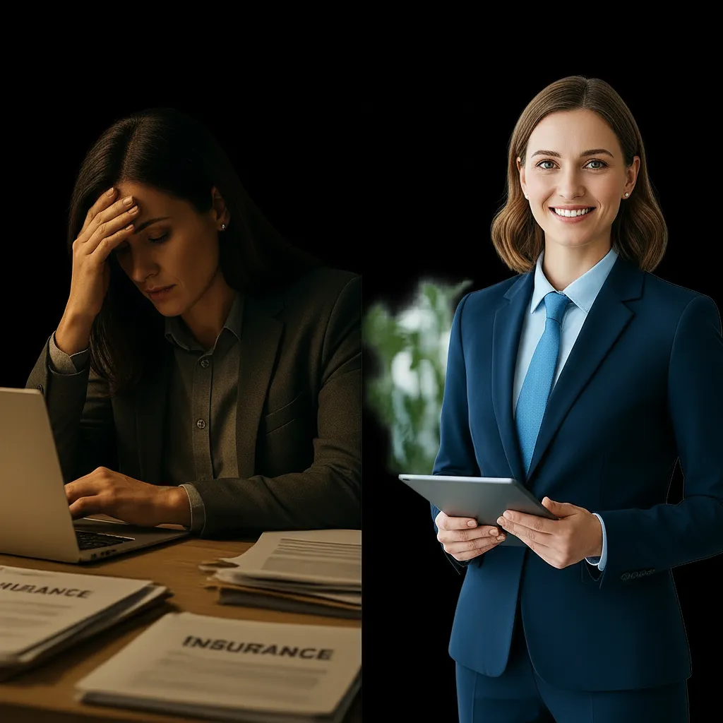 Frustrated agent studying late at night versus relaxed agent passing exam