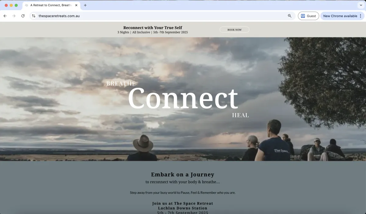 The Space Retreats website picture 