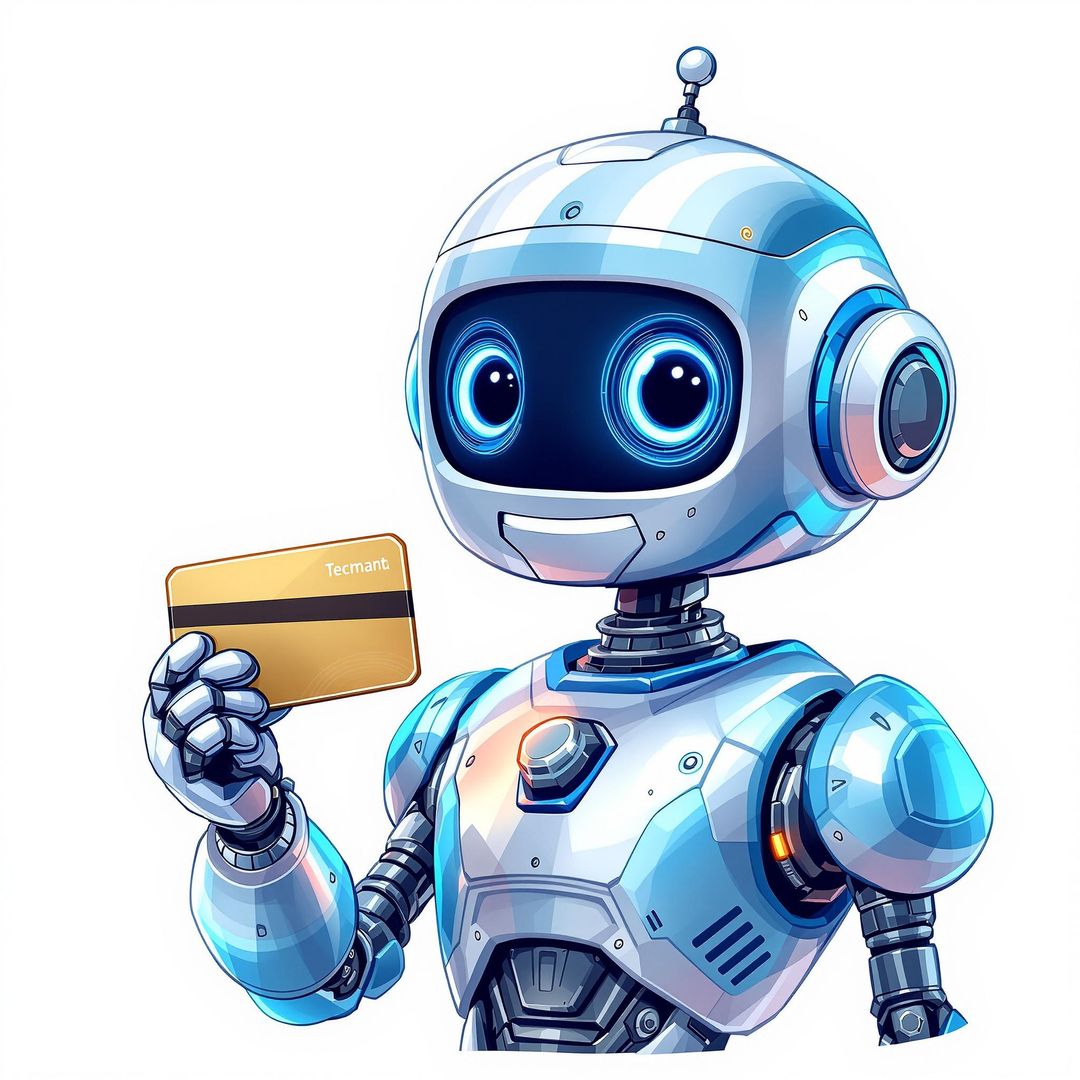 AI robot with a credit card in sales for a business