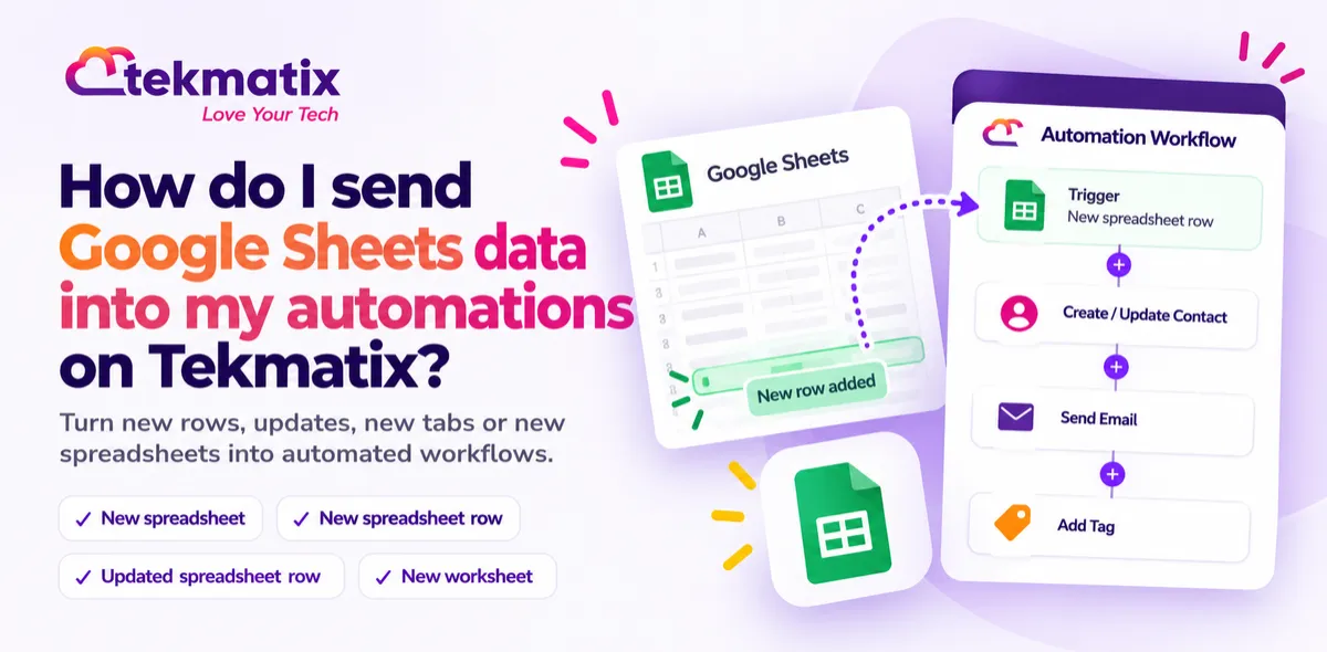 How do I send Google Sheets data into my automations on Tekmatix?