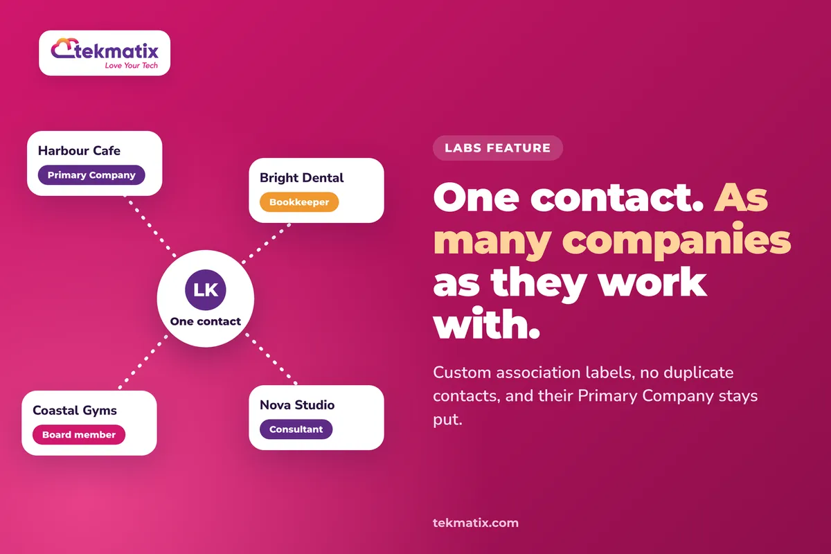 How do I link one contact to more than one company on Tekmatix?