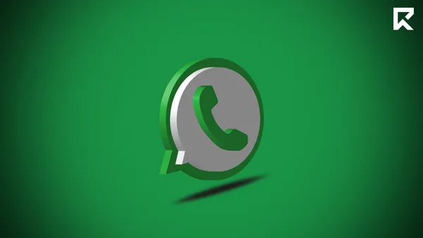 A three-dimensional WhatsApp speech bubble icon with a telephone symbol inside, floating against a solid green background with a soft shadow underneath.